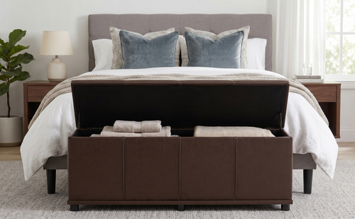 Brown  Storage Bench(ASSEMBLY REQUIRED)