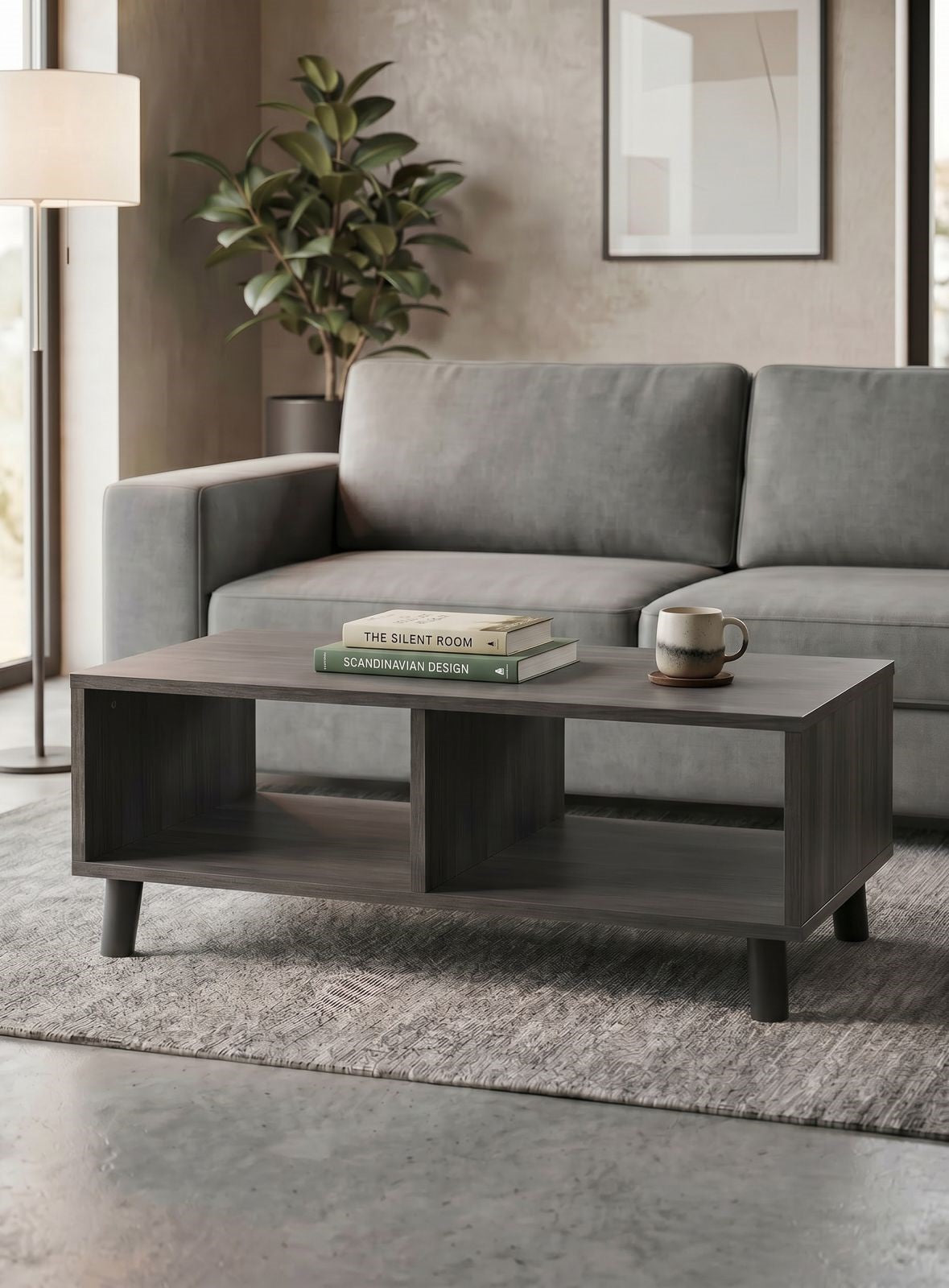 Dark Brown Storage Coffee Table (ASSEMBLY REQUIRED)