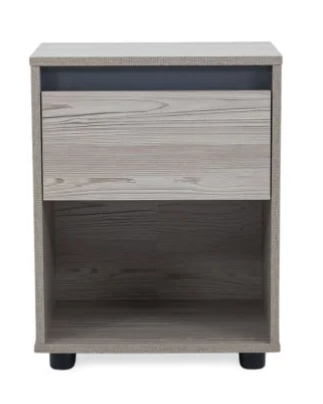 GREY BEDSIDE TABLE WITH DRAWER (ASSEMBLY REQUIRED)