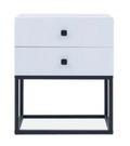 White 2-Drawer Bedside Table with Black Frame(ASSEMBLY REQUIRED)