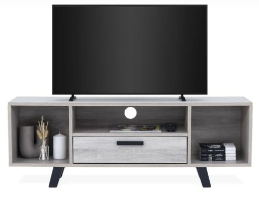 GREY TV STAND WITH DRAWER (ASSEMBLY REQUIRED)