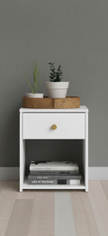 White Bedside Table with Drawer (ASSEMBLY REQUIRED)
